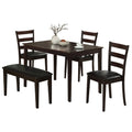 Dining Sets Modern Dining Room Sets - 69'.5" x 81'.5" x 99" Cappuccino, Black, Solid Wood, Foam, Veneer, Leather-Look - 5pcs Dining Set HomeRoots