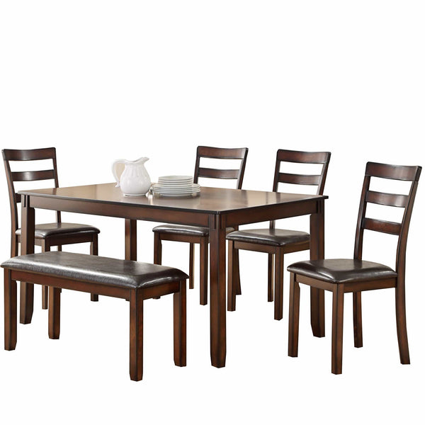 Dining Sets Rubber Wood 6 Pieces Dining Set In Brown Benzara
