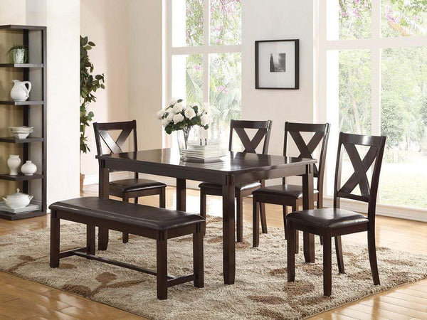 Dining Sets Rubber Wood 6 Pieces Dining Set In Espresso Brown Benzara