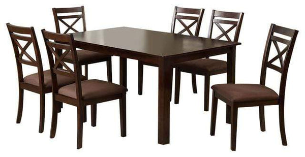 Dining Sets Spacious Dining Table With Fabric Cushion Chair, Set of 7, Expresso Finish Benzara