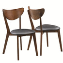 Dining Side Chair with curved Back, Brown & Black, Set of 2-Dining Chairs-Brown and Black-Wood & Fabric-JadeMoghul Inc.