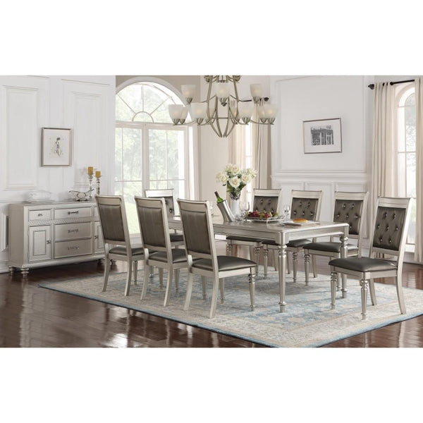 Dining Table In Rubber Wood Silver-Dining Tables-Silver-Rubber Wood MDF-JadeMoghul Inc.