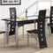 Dining Tables Rectangular Dining Table With Glass Top And Black Trim Silver Benzara