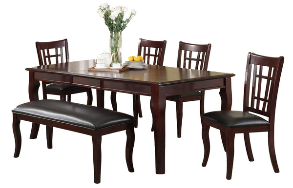Dining Tables Rectangular Dining Table With Sturdy Legs, Cherry Brown Benzara