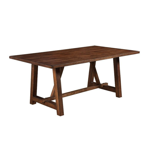 Dining Tables Rectangular Rubberwood Dining Table In Brown Benzara