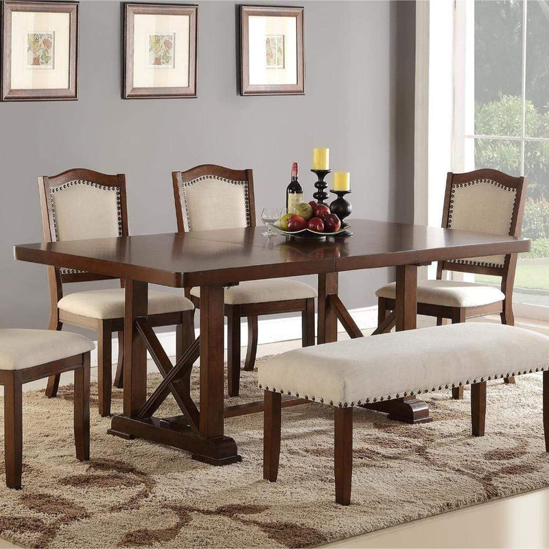 Dining Tables Rectangular Wooden Dining Table, Brown Benzara