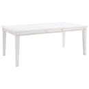 Dining Tables Rectangular Wooden Dining Table with Extension Leaf and Tapered Legs Support, White Benzara