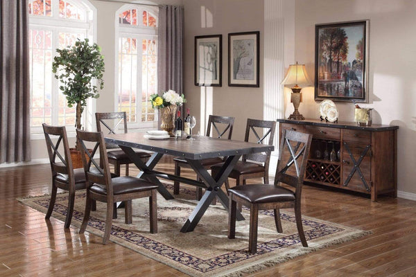 Dining Tables Retro Looking Dining Table, Weathered Cherry & Black Benzara