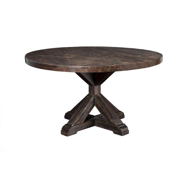Dining Tables Round Dining Table In Acacia Wood Brown Benzara