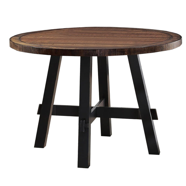 Dining Tables Round Wooden Dining Table Brown Benzara