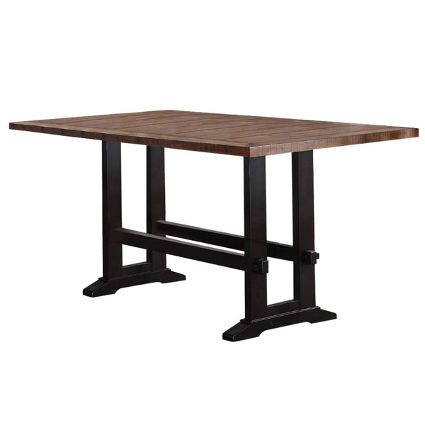 Dining Tables Rubber & Pine Wood Counter Height Table, Brown Benzara