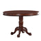 Dining Tables Rubber Wood Round Dining Table With Aesthetic Carvings Brown Benzara
