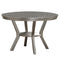 Dining Tables Rubber Wood Round Dining Table With Bottom Shelf Silver Benzara