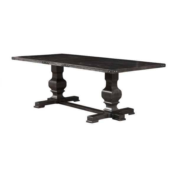 Dining Tables Rubberwood Dining Table With Sturdy Base Black Benzara