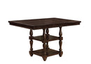 Dining Tables Solid Wood Counter Height Dining Table with Two Open Shelf Base, Antique Cherry Brown Benzara