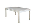 Dining Tables Solid Wood Dining Table With Storage Drawers, White Benzara