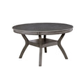 Dining Tables Solid Wood Round Dining Table With Open Shelf Base, Gray Benzara