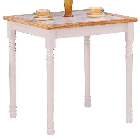Dining Tables Square Wooden Dining Table, Natural Brown and white Benzara