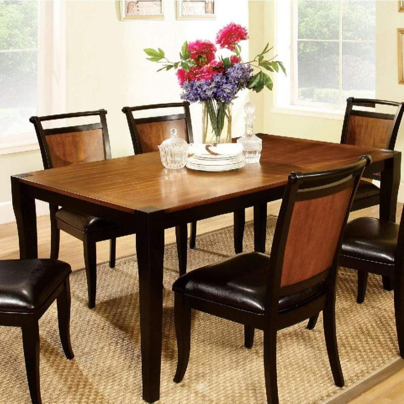 Dining Tables Two Toned Finish Rectangular Dining Table Benzara