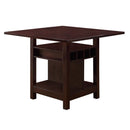 Wooden Counter Height Table With Storage Shelves, Brown