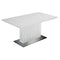 Wooden Rectangular Dining Table with Stainless Steel Pedestal Base, White and Silver