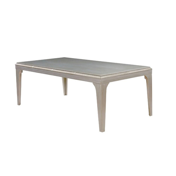 Diocles Contemporary Style Dining Table With Tapered Legs, Silver-Dining Tables-Silver-Wood-JadeMoghul Inc.