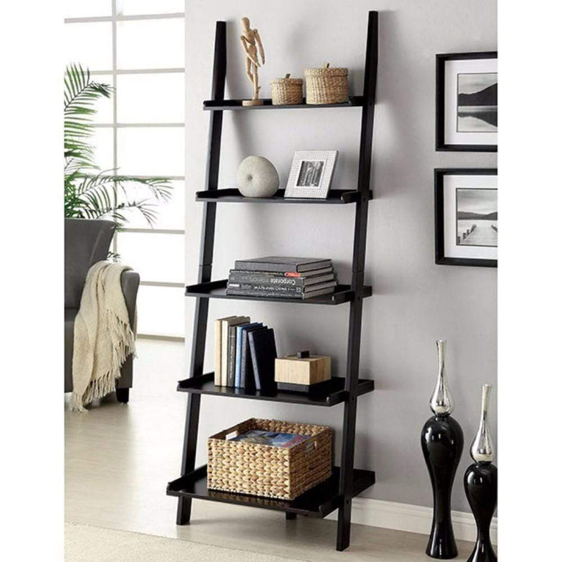 Display and Wall Shelves Sion Contemporary Ladder Shelf, Black Finish Benzara
