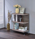 Display and Wall Shelves Spacious Bookshelf, Clear Glass & Light Brown Benzara