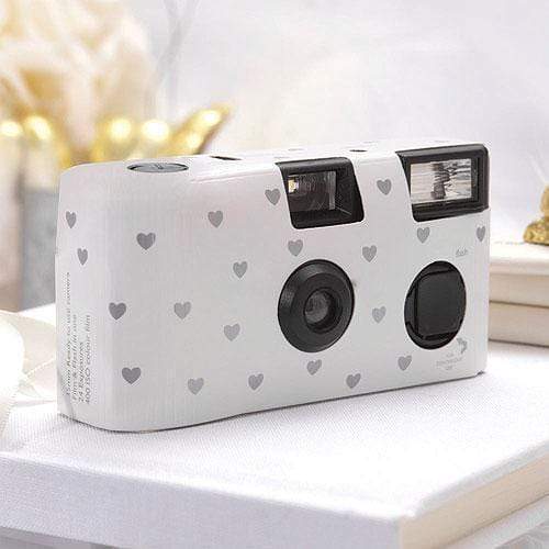 Disposable Cameras Single Use Camera - White and Silver Hearts Design (Pack of 1) JM Weddings
