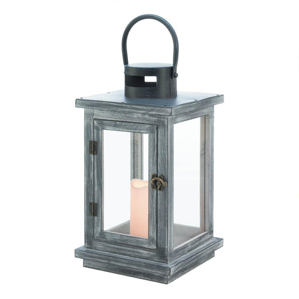 Scented Candles Distressed Gray Lantern With Led Candle