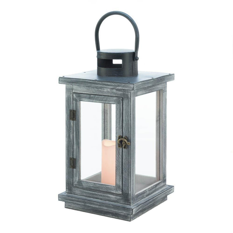 Scented Candles Distressed Gray Lantern With Led Candle