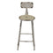 Distressed Metal Round Seat Counter Stool with Curved Backrest and Flared Feet, White