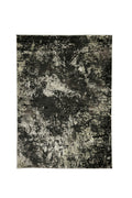 Distressed Polyester Area Rug With Jute Mesh Backing, Small, Black and Gray-Rugs-Black and Gray-Polyester & Jute Mesh-JadeMoghul Inc.