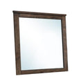 Distressed Solid Wood Mirror Brown-Wall Mirrors-Brown-Solid woodVeneer with wire brush MDF Plywood-JadeMoghul Inc.
