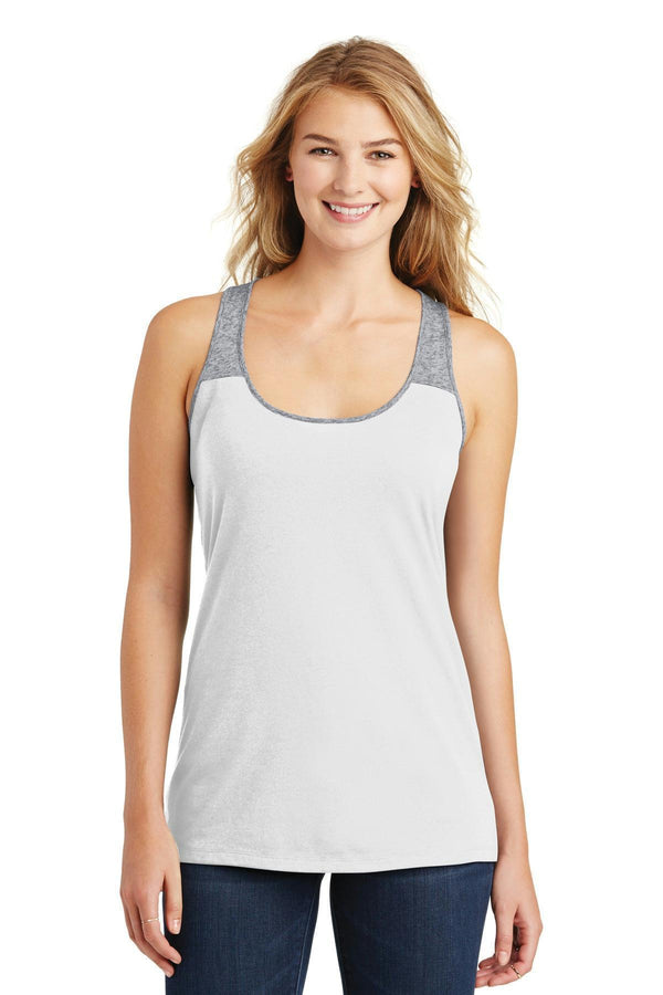 District Juniors Varsity Tank. DT265-T-shirts-White/ Heathered Nickel-4XL-JadeMoghul Inc.