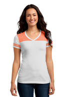 District Juniors Varsity V-Neck Tee. DT264-T-shirts-White/ Bright Orange-4XL-JadeMoghul Inc.