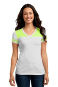 District Juniors Varsity V-Neck Tee. DT264-T-shirts-White/ Neon Lime-4XL-JadeMoghul Inc.
