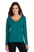 District Made Ladies Drapey Long Sleeve Tee. DM413-T-shirts-Teal-4XL-JadeMoghul Inc.