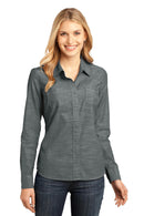 District Made - Ladies Long Sleeve Washed Woven Shirt. DM4800-Woven Shirts-Grey-4XL-JadeMoghul Inc.