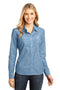 District Made - Ladies Long Sleeve Washed Woven Shirt. DM4800-Woven Shirts-Light Blue-4XL-JadeMoghul Inc.