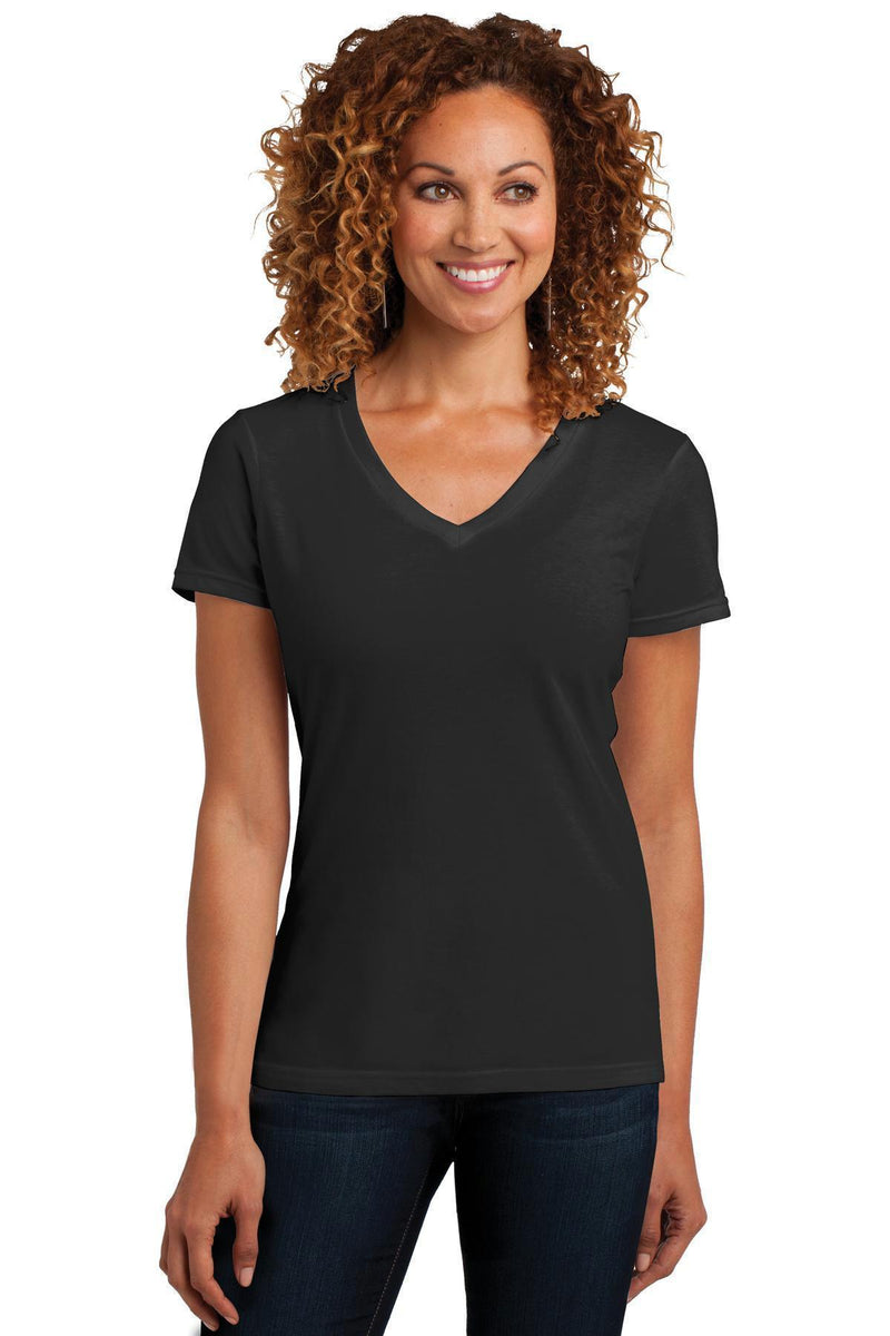 District Made Ladies Perfect BlendV-Neck Tee. DM1190L-T-shirts-Black-4XL-JadeMoghul Inc.