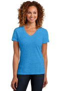 District Made Ladies Perfect BlendV-Neck Tee. DM1190L-T-shirts-Heathered Bright Turquoise-4XL-JadeMoghul Inc.