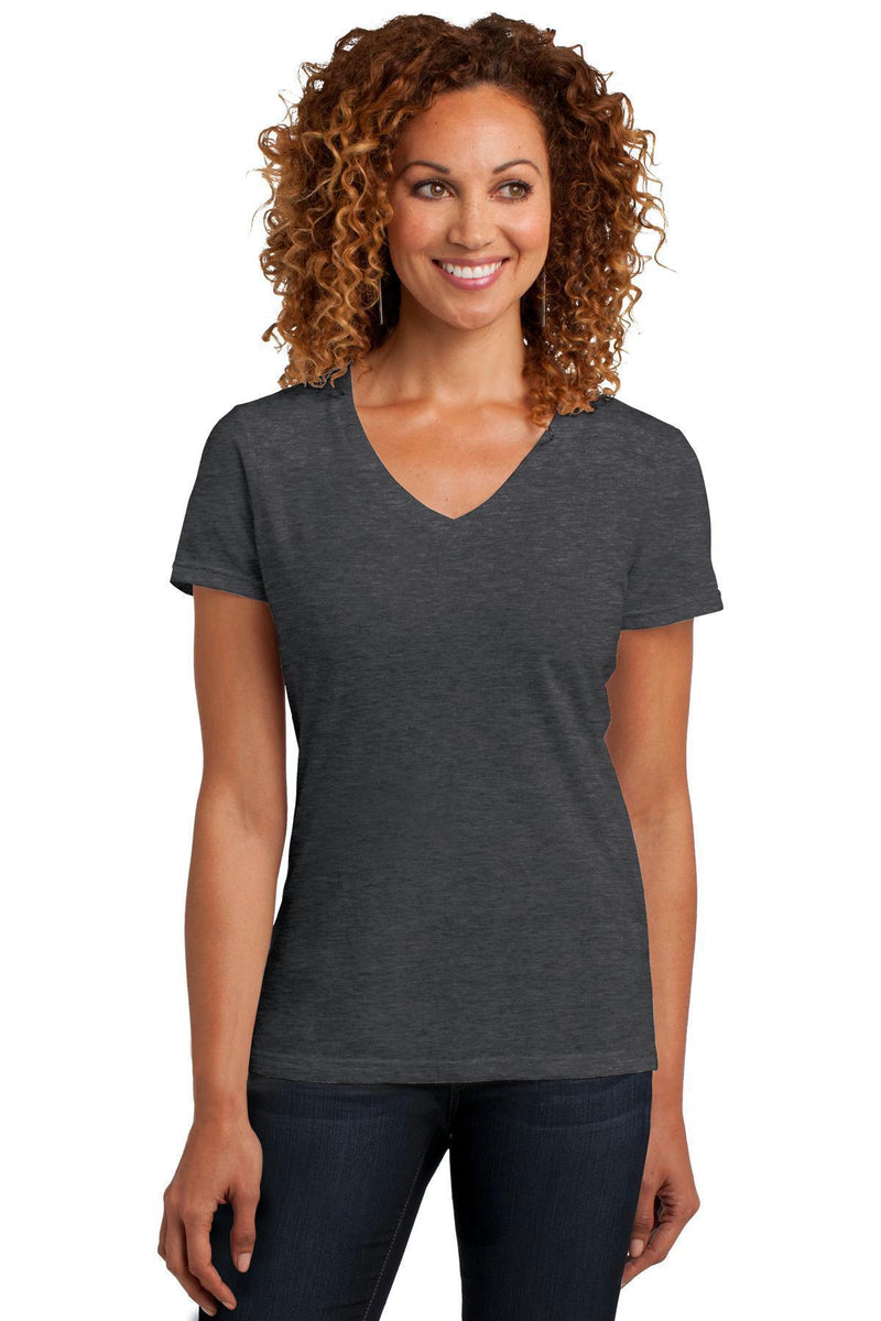 District Made Ladies Perfect BlendV-Neck Tee. DM1190L-T-shirts-Heathered Charcoal-4XL-JadeMoghul Inc.