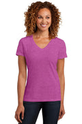 District Made Ladies Perfect BlendV-Neck Tee. DM1190L-T-shirts-Heathered Pink Raspberry-4XL-JadeMoghul Inc.