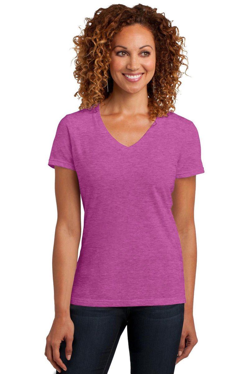 District Made Ladies Perfect BlendV-Neck Tee. DM1190L-T-shirts-Heathered Pink Raspberry-4XL-JadeMoghul Inc.