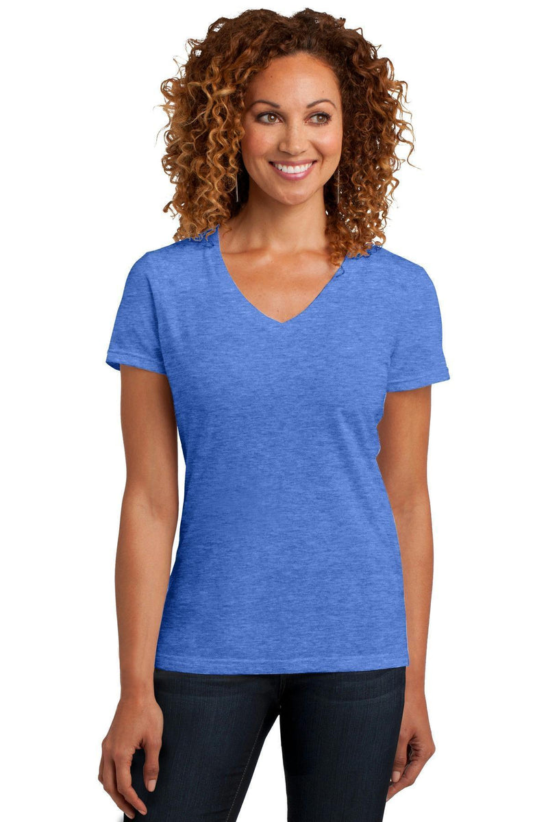 District Made Ladies Perfect BlendV-Neck Tee. DM1190L-T-shirts-Heathered Royal-4XL-JadeMoghul Inc.