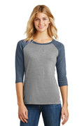 District Made Ladies Perfect Tri 3/4-Sleeve Raglan. DM136L-T-shirts-Navy Frost/ Grey Frost-4XL-JadeMoghul Inc.