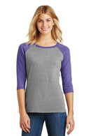 District Made Ladies Perfect Tri 3/4-Sleeve Raglan. DM136L-T-shirts-Purple Frost/ Grey Frost-4XL-JadeMoghul Inc.