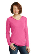 District Made Ladies Perfect Tri Long Sleeve Hoodie. DM139L-T-shirts-Fuchsia Frost-4XL-JadeMoghul Inc.