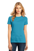 District Made Ladies Perfect Weight Crew Tee. DM104L-Ladies-Bright Turquoise-S-JadeMoghul Inc.